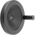 Kipp Disc Handwheel D1=125 Reamed Hole W Slot D2=12H7, B3=4, T=13, 8 Aluminum, Black, Fixed Grip K0161.31125X12